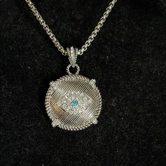 Silver Necklace with Crystal Accents and Delicate Chain - Picture 3 of 17